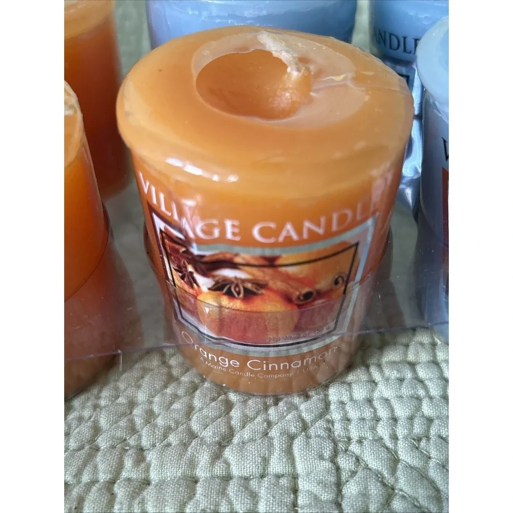 Vintage Village Candles Votive 8 Pack, 5 Rain 3 Orange Cinnamon| Smells Great 2